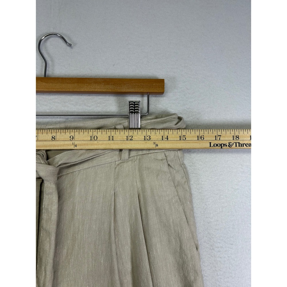 Coastal Grandma Ann Taylor Petite Women 6P Beige Linen Blend Wide Leg Crop Pants - Picture 5 of 11